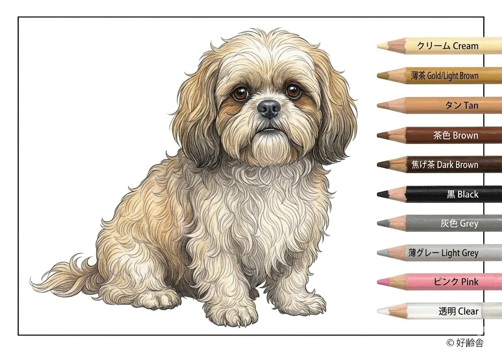 シーズー（完成見本） ｜ 高齢者（g3b3）向け無料塗り絵